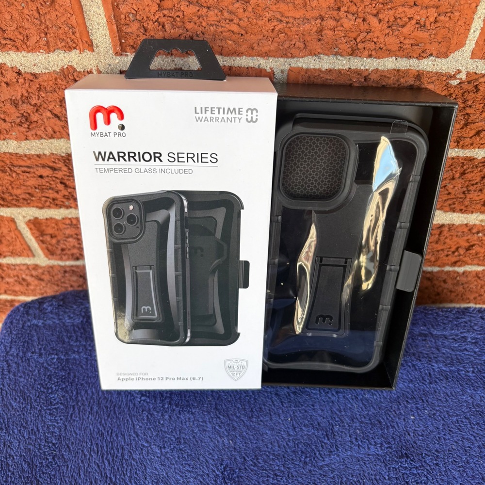 MyBat Pro Warrior Case Holster Glass for iPhone 12 Pro Max 6.7 Black*